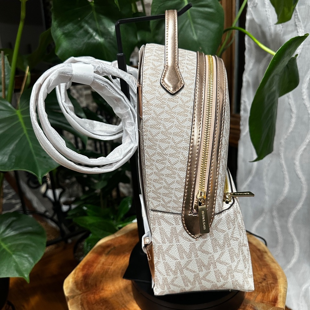 Michael Kors Sheila Medium Two Tone Signature Logo Backpack Rose Gold. NEW - Picture 8 of 13
